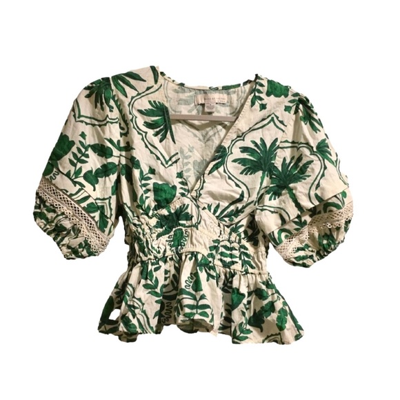Band Of The Free Tops - BOTF Green Leaf Print Peplum Women's Top